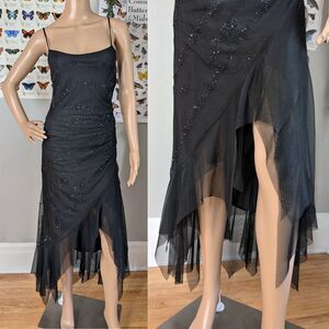 NWT Vintage 90s y2k Kitty Midi Dress Fairycore Whimsygoth Prom Beaded Size M